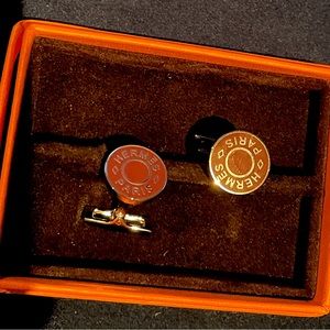 Never worn Hermes Licol 2 red cufflinks